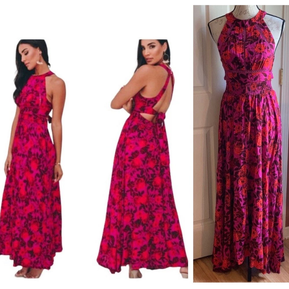 Abel the Label Charlotte Floral Vibrant Sleeveless Maxi Dress sz XS